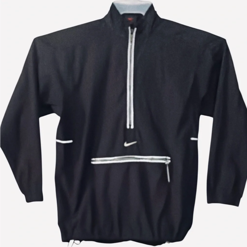 Nike Vintage 90s Mini Swoosh Black Half-Zip Anorak Windbreaker Youth Size S(4-6)